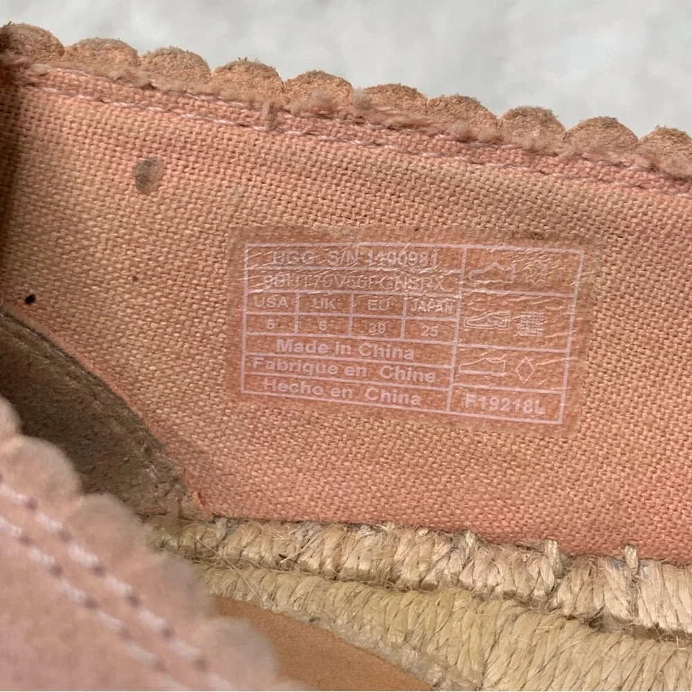 UGG 1100981 Women's Heidi Jasmine Perforated Espadrilles Shoes Flats Pink Size 8